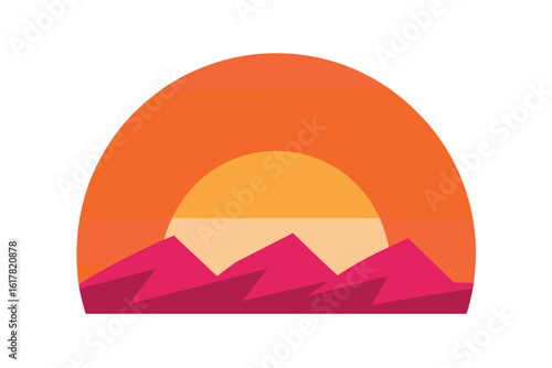 orange pink gradient sunset sharp land edges