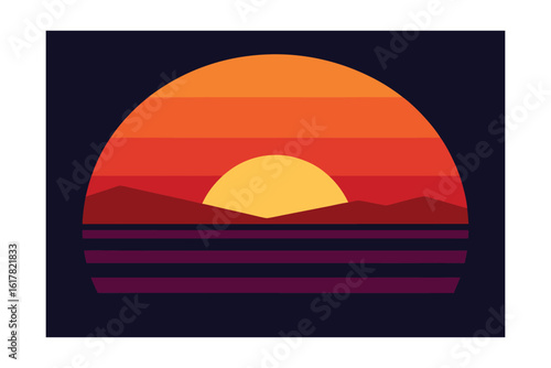 minimal sunset scene deep hues