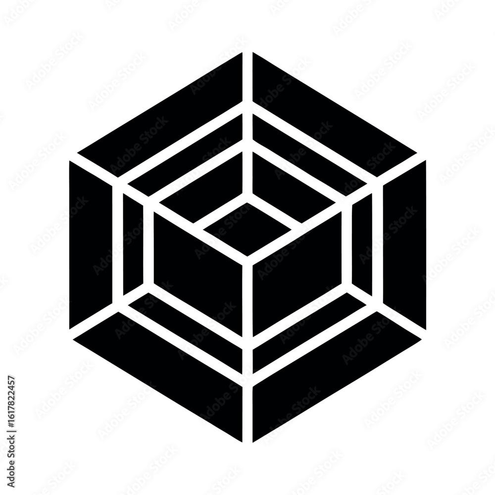 Geometric Cube Shape with Optical Illusion Style Design silhouette Art Vector illustration Geometric Cube Shape with Optical Illusion Style Design silhouette Art Vector illustration
