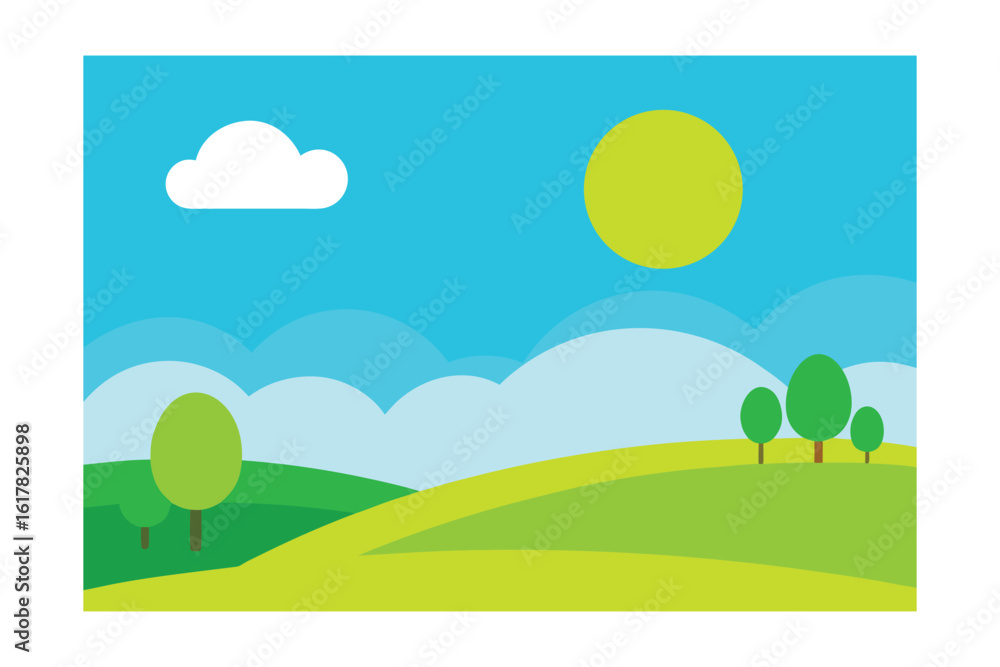 Fototapeta premium full daylight with crisp sky and vibrant greens