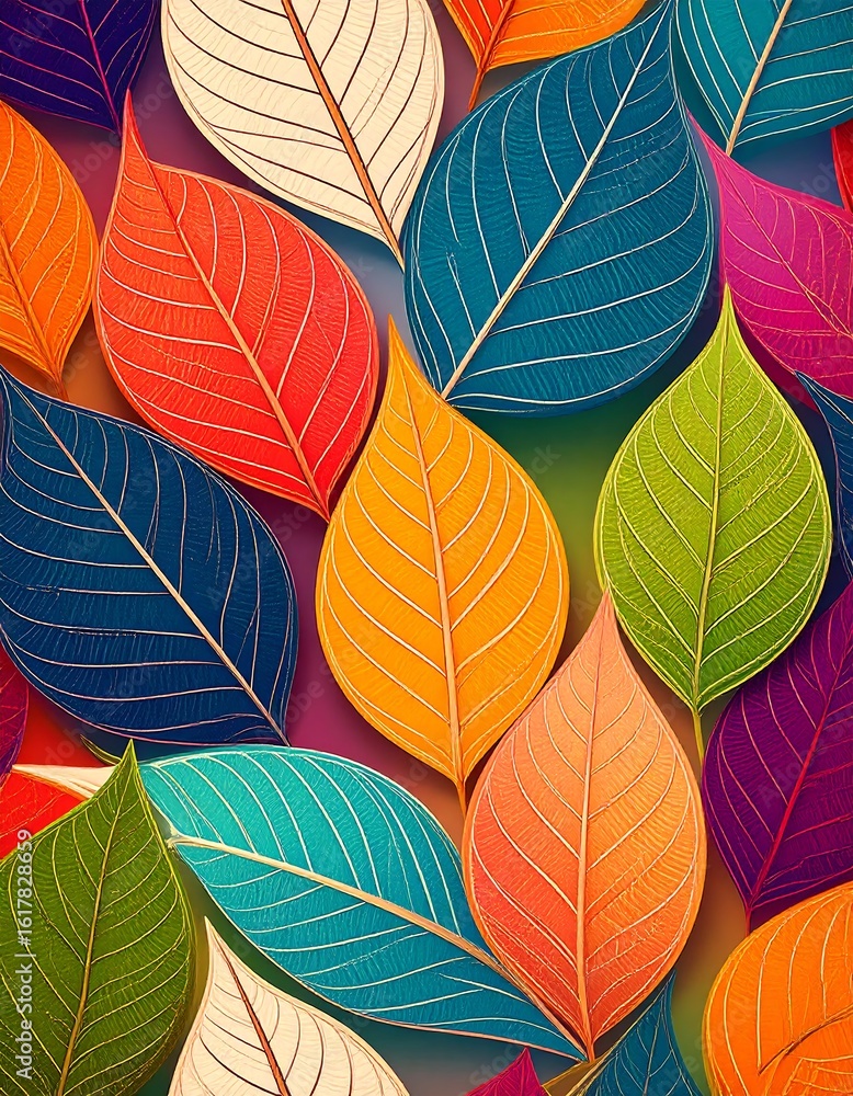 Obraz premium Colorful leaf pattern background (1)