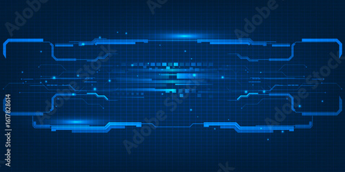 Abstract futuristic digital technology background and digital circuit communications for hi tech advertising and game artwork.	