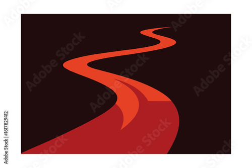 crimson glow on curved path and terrain