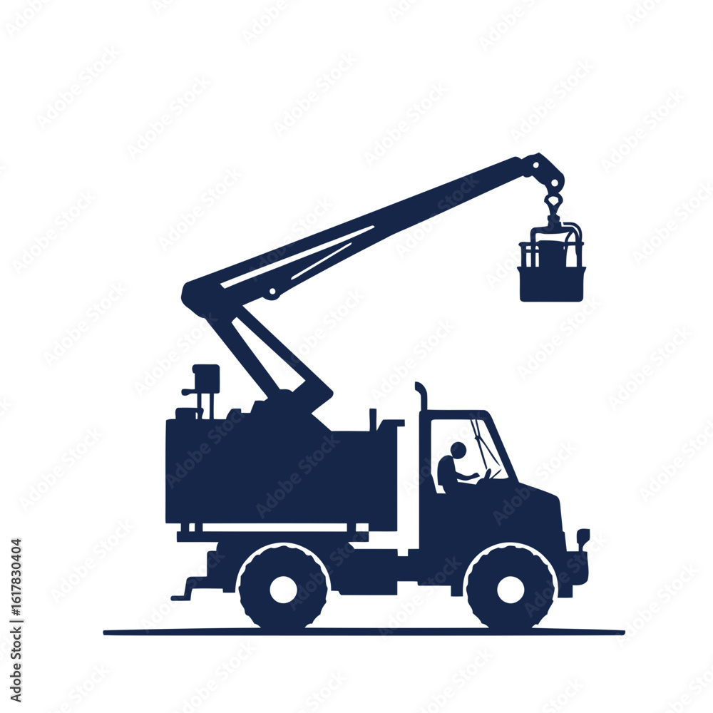 Naklejka premium Heavy-duty yellow construction vehicles, including trucks, excavators, and tractors, are isolated on a white background, ready for industrial work