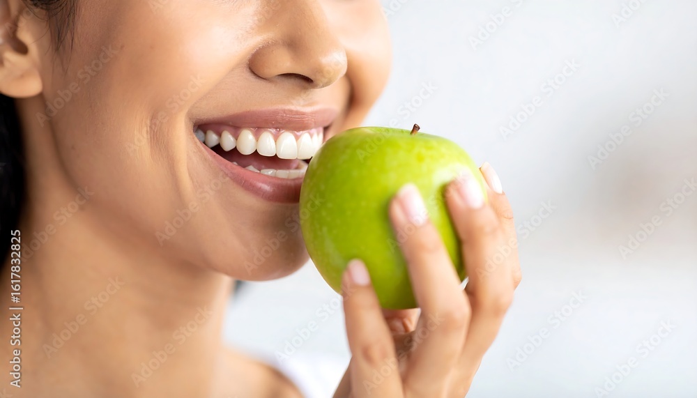 Woman eating a green apple (1) Woman eating a green apple (1)