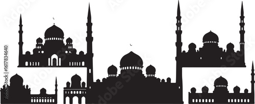 silhouettes of mosques