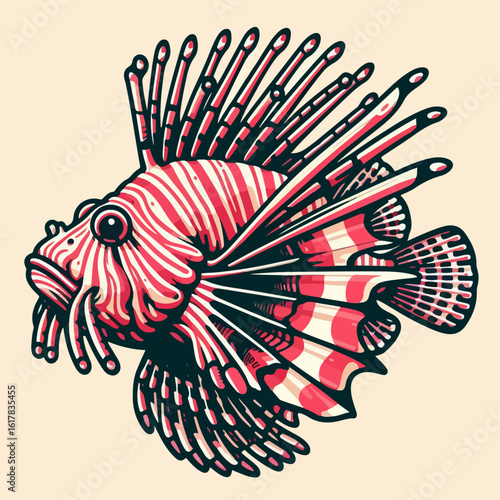 lion fish cartoon illustration 