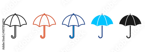 Umbrella Icon Set Multiple Style Collection