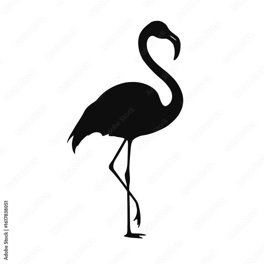 Fototapeta premium Pink flamingo vector illustration, a tropical bird silhouette in nature