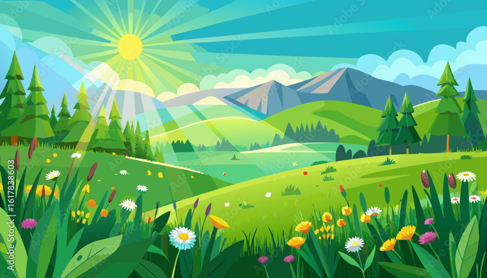 Obraz premium Vector art of a soft green gradient with subtle light effects creates a calming and refreshing abstract background