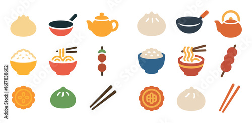 Colorful Chinese Cuisine Icons