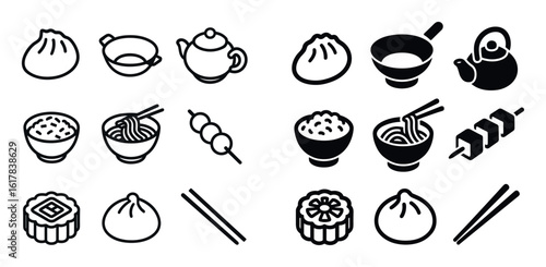 Isometric Chinese Cuisine Icons