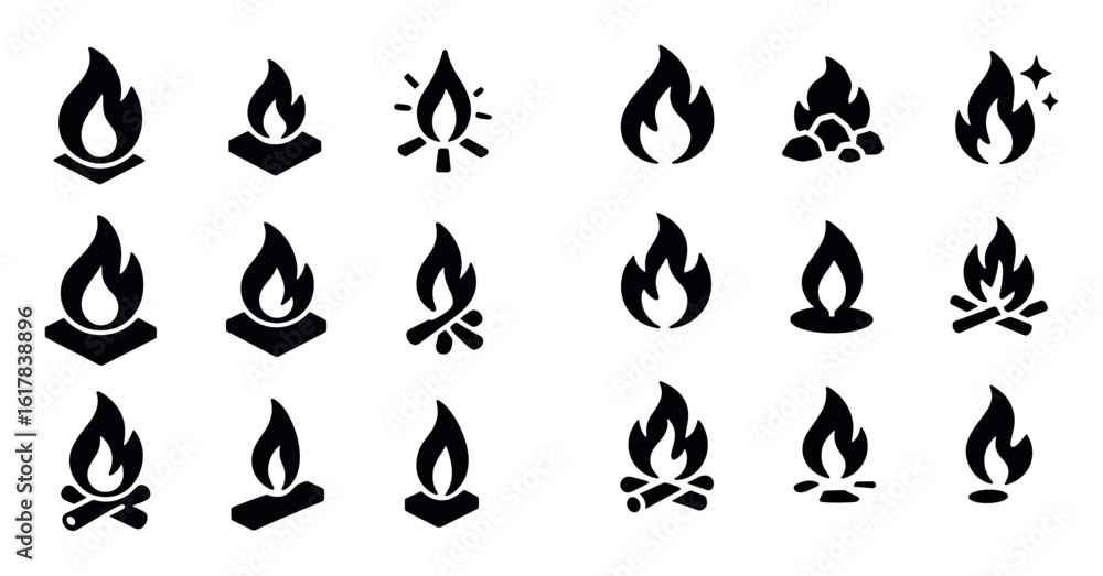 Fototapeta premium Isometric Fire Icons
