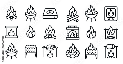 3D Fire Icon Grid