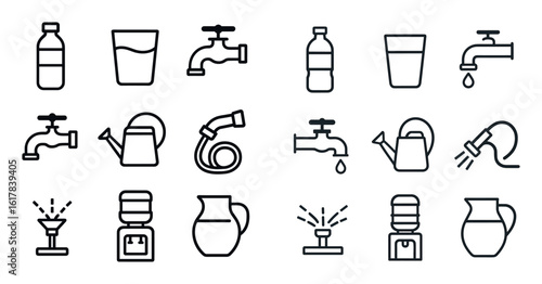 Minimalist Water Icons Grid