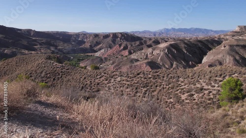 Gorafe desert, Granada, Andalusia, Spain, aerial moving forward