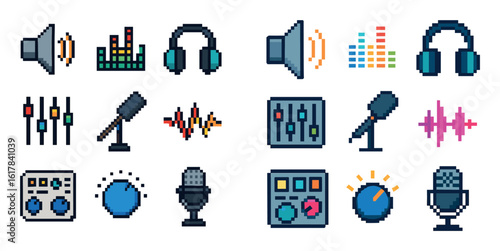 Colorful Audio Icons Grid