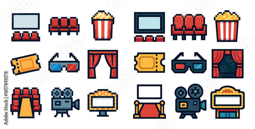 Pixel Art Cinema Icons
