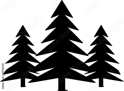 Forest Pines Silhouette Nature Outdoors Woodland