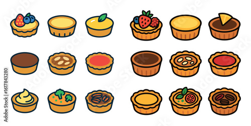 Colorful Tart Icons Grid