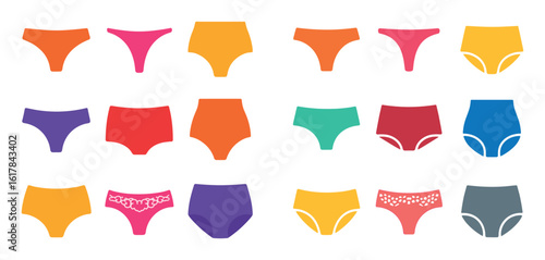 Colorful Underwear Icon Set