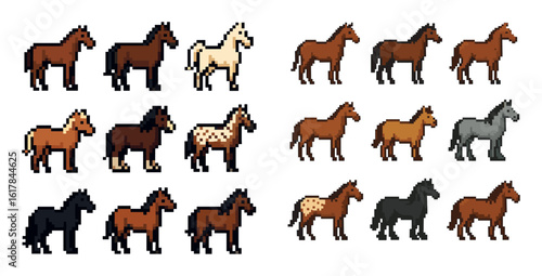 Colorful Horse Breeds Icons