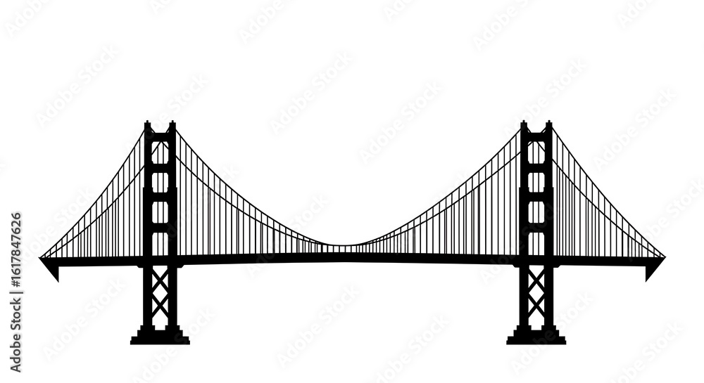 Fototapeta premium Golden Gate Bridge in San Francisco, a landmark suspension bridge over the bay