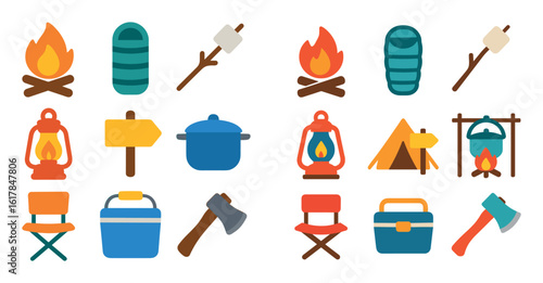 Colorful Camping Icons