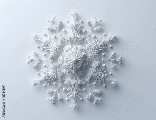 White relief floral design on a plain background