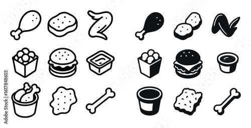 Isometric Chicken Feast Icons