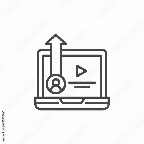 laptop arrow up icon sign vector