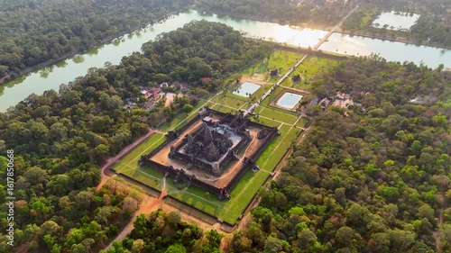 Aerial View of Angkor Wat – Majestic Temple Complex in Siem Reap, Cambodia