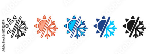 Temperatures Icon Set Multiple Style Collection