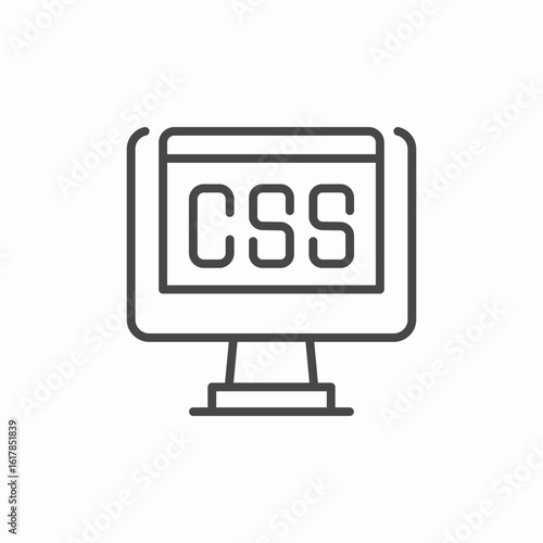 monitor displaying css icon sign vector