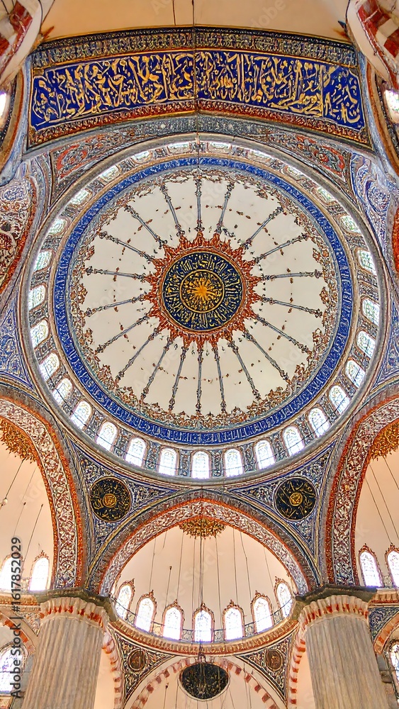 Naklejka premium Ornate dome interior, intricate patterns