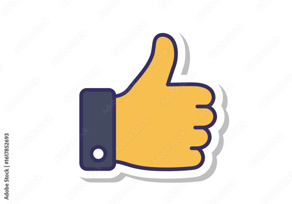 Cartoon Thumbs Up Hand Gesture with Sleeve and Outline Cartoon Thumbs Up Hand Gesture with Sleeve and Outline