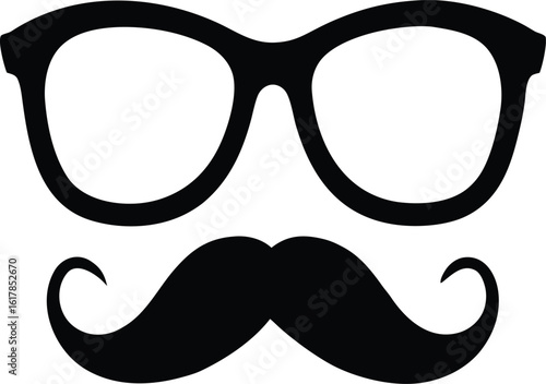 Glasses and Mustache Silhouette Icon