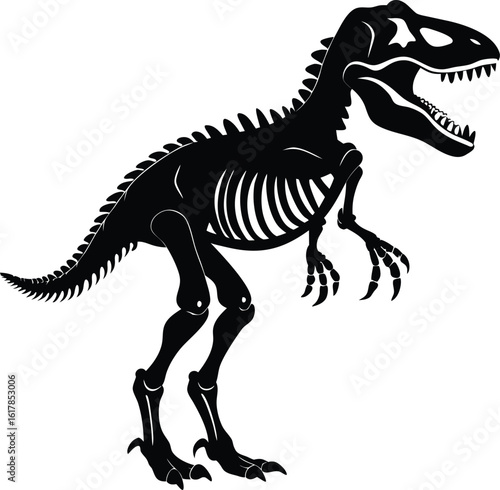 Tyrannosaurus Rex dinosaur vector illustration, a majestic prehistoric animal silhouette on white, perfect for capturing the essence of the extinct Jurassic beast