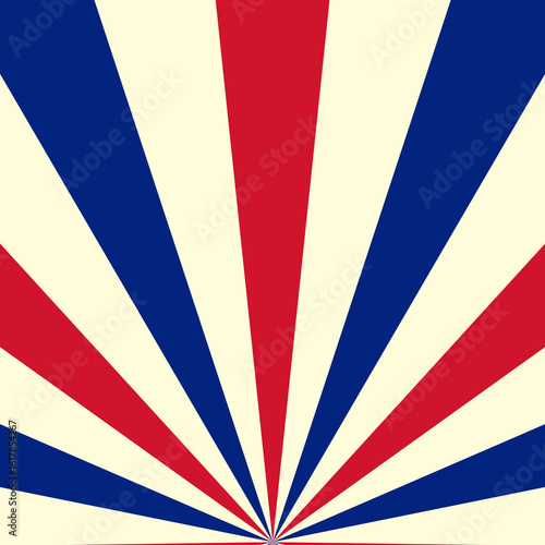 Fotografía Radial striped background square format graphic pattern in blue red and white co