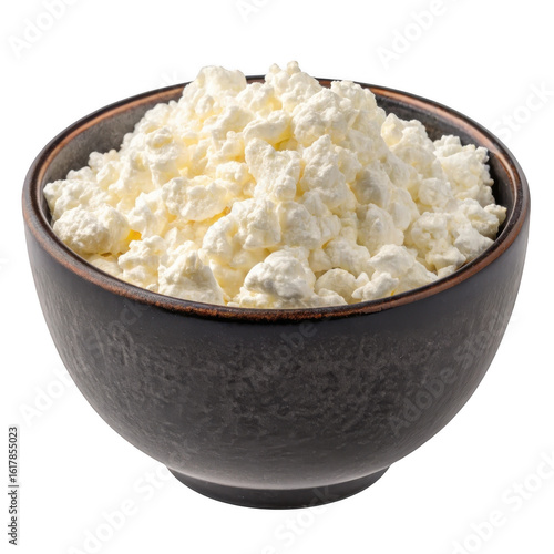 Wallpaper Mural A rustic dark bowl filled with freshly made cottage cheese curds isolated on transparent background Torontodigital.ca