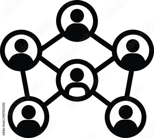Black and white network of connected people icons on white background connection social network