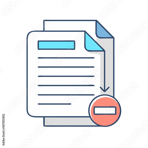 Document with remove sign indicates file deletion or process cancellation