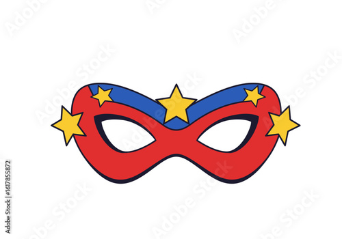 Colorful Superhero Mask with Stars, Red and Blue Design