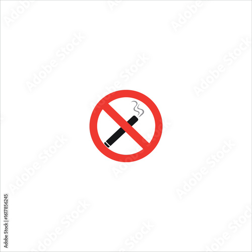Free Download No smoking icon, red and black vector sign featuring a cigarette with curling smoke crossed out by a red circle and diagonal line—universal symbol for smoking prohibition in public or private spaces - GFXLoad