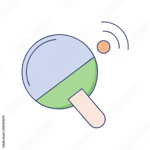 Illustration of ping pong paddle and ball with signal waves suggesting motion