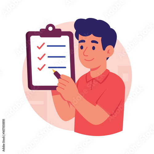 Man reviewing checklist for order confirmation and management.