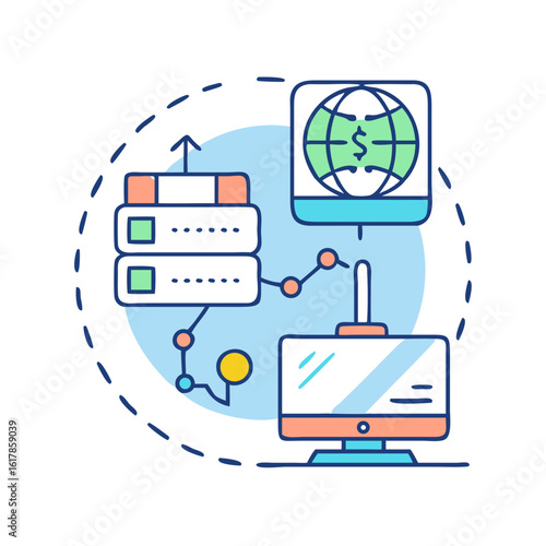 Digital Network Connecting Financial Data Servers to Computer Terminal Globally