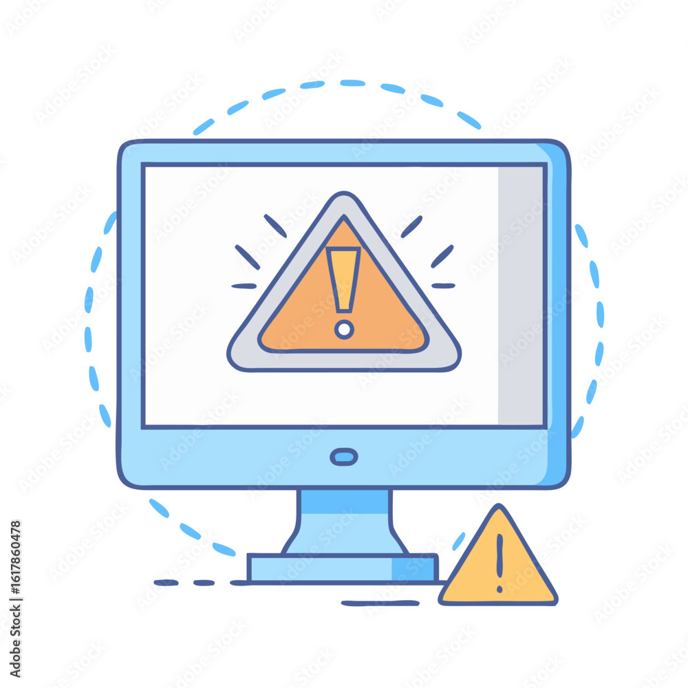 Computer screen displaying a warning message about a possible system error Computer screen displaying a warning message about a possible system error