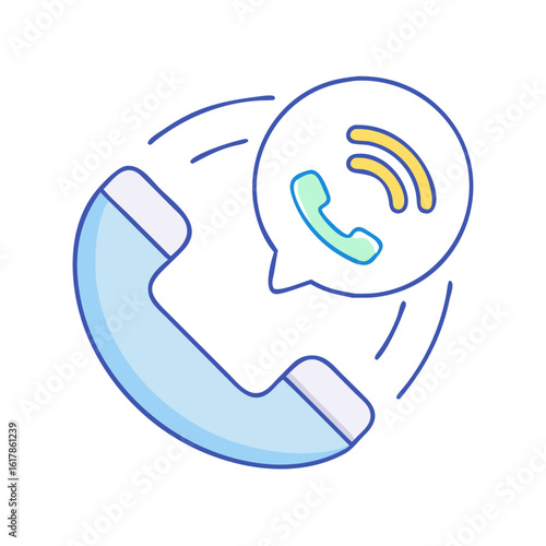Incoming Call Notification Showing Phone Handset and Radio Waves Emanating from It
