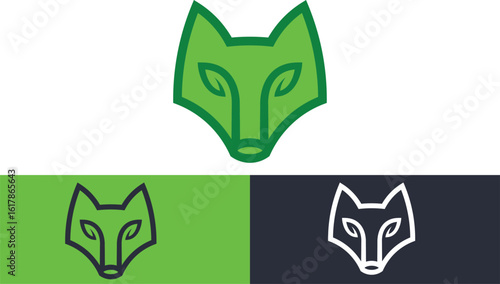 Bold Fox Logo with Leaf Eye – Strong Eco-Tech Identity with Nature Symbolism